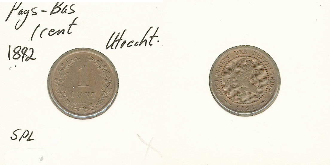 Netherlands 1 cent 1892 Unc